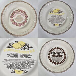 NEW VTG Royal China By Jeanette Pie Plates Set 3 Pecan Cherry Lemon w/Recipes